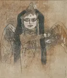 Untitled by Ganesh Pyne, Ink and pastel on paper, sold Feb 2023