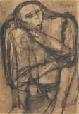 Seated Figure by Akbar Padamsee, Charcoal and ink on paper, sold Feb 2023