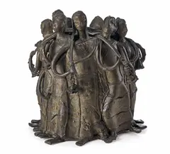 Pilgrims to Haridwar by Meera Mukherjee, Bronze, sold Feb 2023