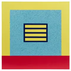 Blue prison by Peter Halley, 2007, Acrylique, peinture fluorescente, acrylique nacrée et Roll-a-Tex sur toile, sold Apr 2026