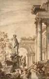 Caprice architectural by Giovanni Paolo Panini, Plume et encre brune, lavis brun et gris, sold Mar 2026