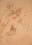Esclave assis, étude pour l’encadrement du plafond du Palais-Royal, Paris by Antoine Coypel, Trois crayons sur papier crème, sold Mar 2026