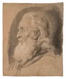 Etude de vieil homme barbu de profil by Nicolas Bernard Lépicié, Crayon noir, estompe et craie blanche, sold Mar 2026