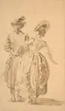 Elégant et élégante de dos by Jean-Baptiste Le Prince, Lavis brun sur traits de crayon noir, sold Mar 2026