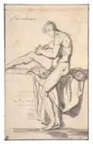 Académie d'homme dessinant by Jean Germain Drouais, Crayon noir et lavis gris sur papier, sold Mar 2026