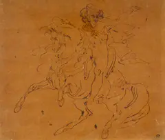 Cavalier turc au combat by Théodore Géricault, Plume et encre brune sur calque, doublé, sold Mar 2026