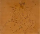 Cavalier turc au combat by Théodore Géricault, Plume et encre brune sur calque, doublé, sold Mar 2026