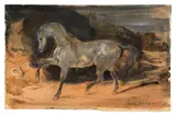 Cheval gris effrayé par un serpent, vers 1823 by Eugène Delacroix, 1826, Aquarelle gouachée sur traits de crayon noir, sold Mar 2026