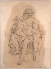 Etude pour la 'Première discorde' présentée au Salon de 1841 by William-Adolphe Bouguereau, Crayon noir et estompe sur papier crème marouflé sur toile, sold Mar 2026