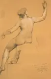 Etude de Grâce nue, de dos pour 'Apollon recevant la Lyre' by Jules-Élie Delaunay, Crayon noir et craie blanche, sold Mar 2026