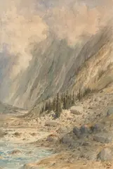 Paysage au torrent, probablement dans les Pyrénées by Gustave Doré, Plume et encre noire, aquarelle et grattage sur traits de crayon, sold Mar 2026