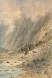 Paysage au torrent, probablement dans les Pyrénées by Gustave Doré, Plume et encre noire, aquarelle et grattage sur traits de crayon, sold Mar 2026