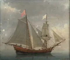 Deux-mâts par temps calme by Antoine Roux, Huile sur toile, sold Feb 2026