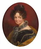 Portrait de la baronne de Feuchères à l'hermine by épouse Pages Aimée Brune, Huile sur toile (Toile et châssis d'origine) Toile et châssis de la maison A la palette de Rubens, sold Feb 2026