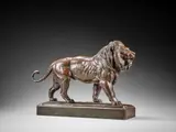 Lion qui marche by Antoine-Louis Barye, Bronze à patine brun rouge vert, sold Feb 2026