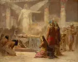 Cérémonie funéraire du Pharaon by Henri Achille Zo, Huile sur toile (Toile d'origine), sold Feb 2026