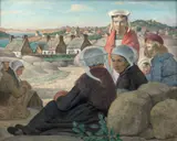 Ravaudeuses sur un littoral breton by Gustave Pierre, Huile sur toile (Toile d'origine), sold Feb 2026