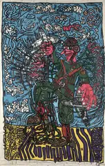 Soldat dansant la danse des avions by Robert Combas, 1983, Acrylique sur toile, sold Apr 2026