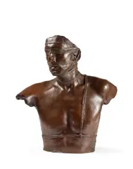 Portrait de Michel by Igor Mitoraj, 1977, Bronze à patine brune, sold Apr 2026