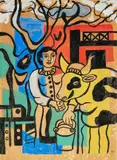 La fermière et la vache by Fernand Léger, 1953, Gouache sur papier calque, sold Apr 2026