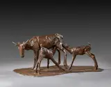 Renne allaitant ses deux faons by Rembrandt Bugatti, Bronze à patine brun rouge nuancée, sold Apr 2026