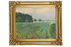 Summer meadow Signed (lower right) Oil on paper 39 x 48cm by František Kaván, Oil on paper, offered Jul 2020