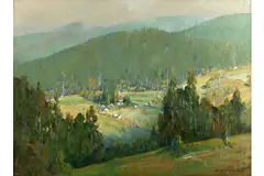 Untitled by Charles F. Mudie, oil on board, offered Jul 2020