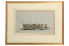 Untitled by John Whichelo, Watercolour, bodycolour and pencil on blue-grey paper, offered Jul 2020