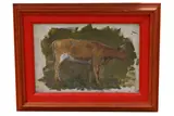 Study of a cow 6 x 9 in by Edouard Chappel, watercolor, offered Jul 2020