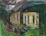 EtchingRuins of a French church by Luke Piper, etching, sold Nov 2017