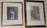 Rodin Study' and 'Detail of a figure on the fountain in the Piazza Navona by Michael Heseltine, watercolor, sold Nov 2017