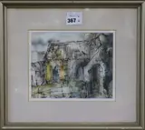 Cambridgeshiresigned by Tom Gamble, ink and watercolour, sold Nov 2017