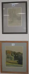 A glimpse of Arundel Park' and 'Sussex Beaches' one signed largest 30 x 25cm by Charles Knight, watercolor, sold Nov 2017