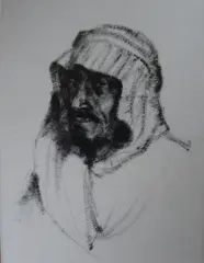 6 charcoal sketchesIraqi citizenslargest 7 x 5 by Edward Nevil Prescott, charcoal, sold Nov 2017