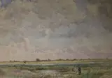 WatercolourLandscape with figures by William Tatton Winter, watercolor, sold Oct 2017