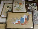 A benigirai woodblock print of courtesans and five other pictures by Chobunsai Eishi, print, sold Oct 2017