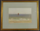 Shipping off the coast by Alfred R. Mitchell, watercolour, sold Oct 2017