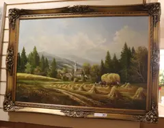 Harvest landscape by Helmut Glassl, oil on canvas, sold Oct 2017