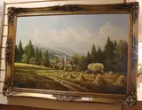 Harvest landscape by Helmut Glassl, oil on canvas, sold Oct 2017