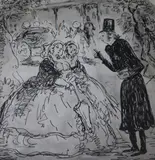 Various including an interior scene with an elderly by Harold Hope Read, pencil, sold Oct 2017