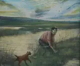 Ditch Girl'signed29 x 34cm by Peter Messer, oil, sold Oct 2017