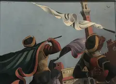 Venetian battle scene by Michael Ayrton, oil, offered Aug 2026