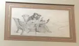 Self-portrait with friends by Edward Lear, pencil, sold Aug 2026
