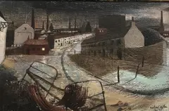 Industrial landscape by Michael Ayrton, oil on board, offered Aug 2026