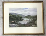 River landscape with tor in background by George Drummond-Fish, watercolour, sold Apr 2026