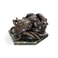Crab and seashell by Sirio Tofanari, Brown patina bronze, sold Apr 2026