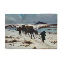 Con i muli nella neve by Stefano Bruzzi, Oil on board, sold Apr 2026