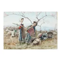 Shepherds by Basilio Cascella, Watercolor on paper, sold Apr 2026