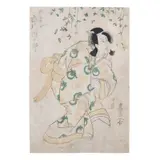 The actor Ichikawa Danjuro VII in the role of Genkuro Kitsune by Utagawa Toyokuni, Large format polychrome woodblock print (oban) from a series dedicated to the Kabuki drama "Yoshitsune and the Thousand , sold Apr 2026