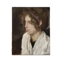 Female figure by Mosè Bianchi, Oil on canvas, signed lower right recto, sold Oct 2025